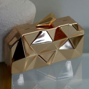 Gold Geometric Clutch